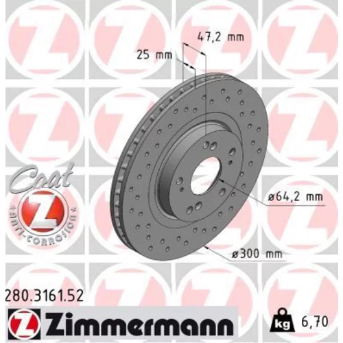 Brzdový kotúč ZIMMERMANN 280.3161.52