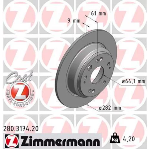 Brzdový kotúč ZIMMERMANN 280.3174.20