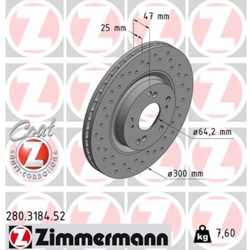 Brzdový kotúč ZIMMERMANN 280.3184.52