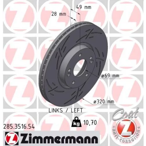 Brzdový kotúč ZIMMERMANN 285.3516.54