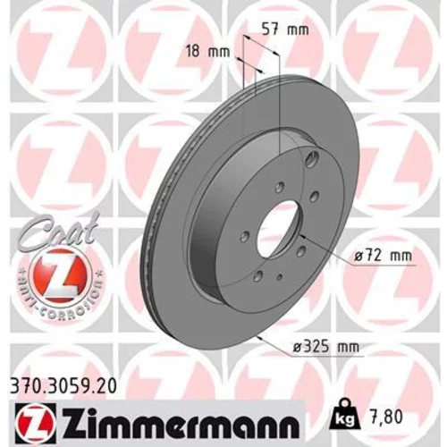 Brzdový kotúč ZIMMERMANN 370.3059.20