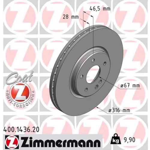 Brzdový kotúč ZIMMERMANN 400.1436.20