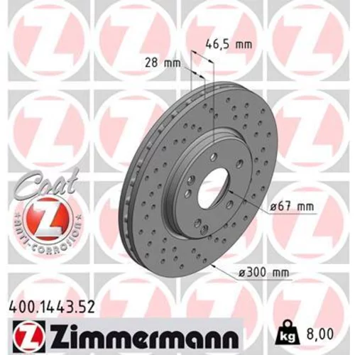 Brzdový kotúč ZIMMERMANN 400.1443.52