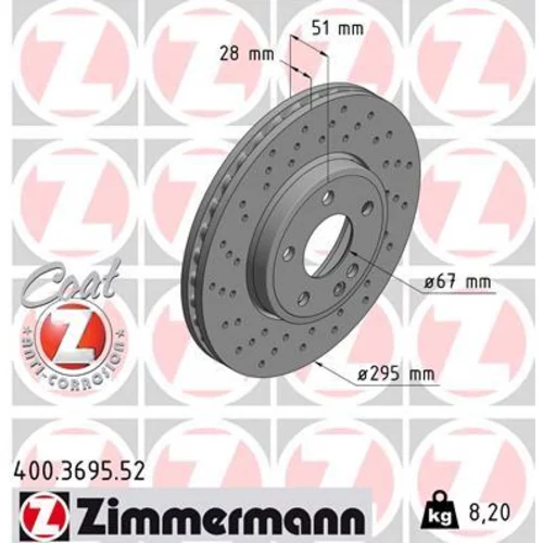 Brzdový kotúč ZIMMERMANN 400.3695.52