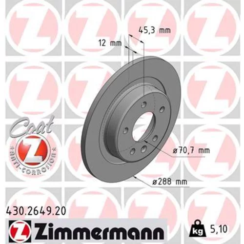 Brzdový kotúč ZIMMERMANN 430.2649.20