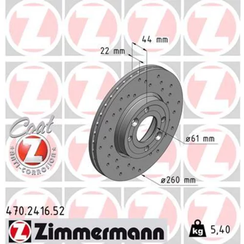 Brzdový kotúč ZIMMERMANN 470.2416.52