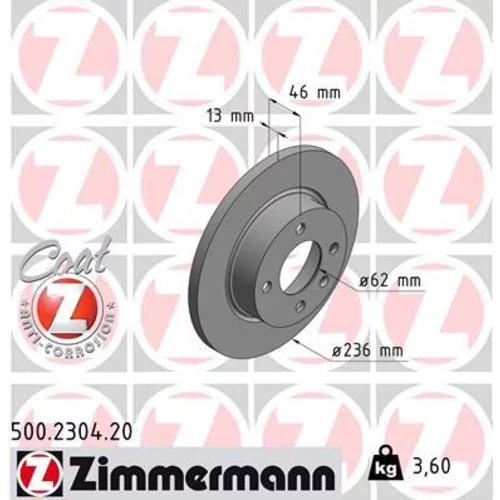 Brzdový kotúč ZIMMERMANN 500.2304.20