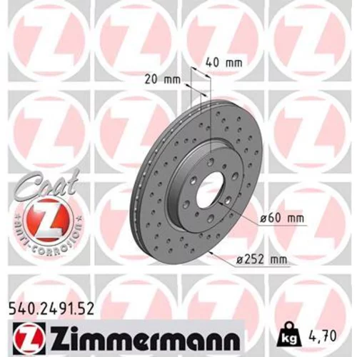 Brzdový kotúč ZIMMERMANN 540.2491.52