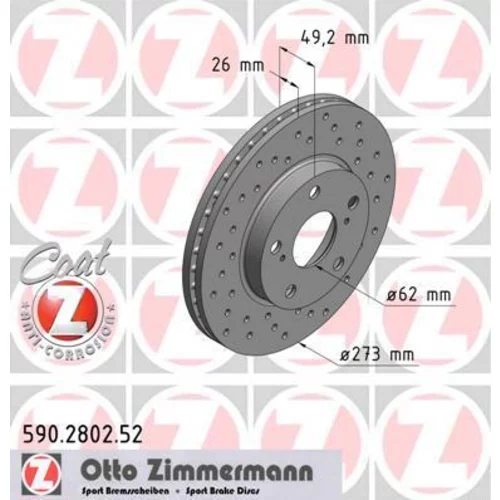 Brzdový kotúč ZIMMERMANN 590.2802.52