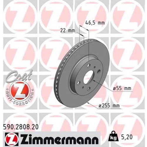 Brzdový kotúč ZIMMERMANN 590.2808.20