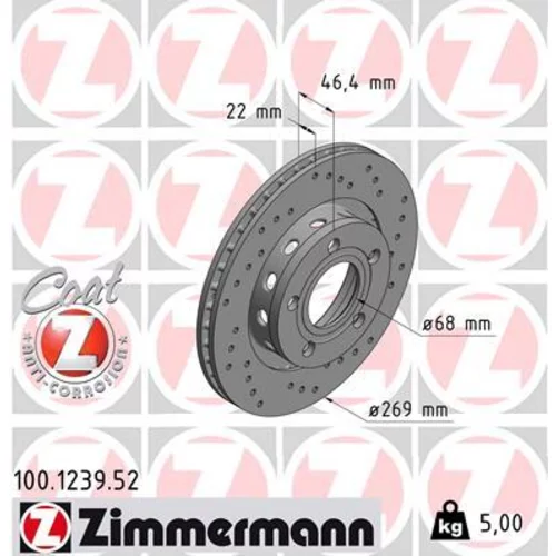 Brzdový kotúč ZIMMERMANN 100.1239.52