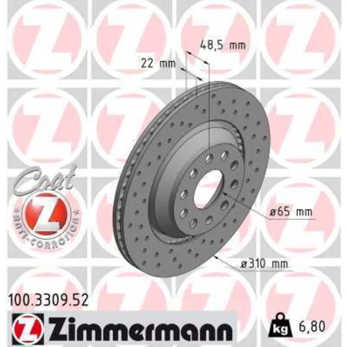 Brzdový kotúč ZIMMERMANN 100.3309.52