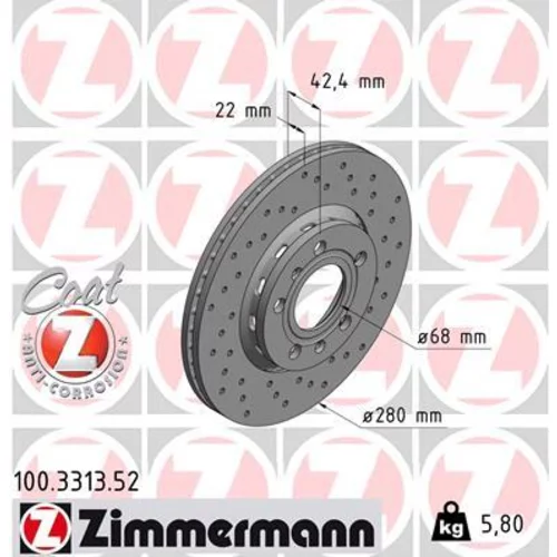 Brzdový kotúč ZIMMERMANN 100.3313.52