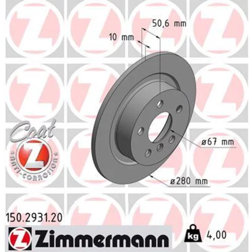 Brzdový kotúč ZIMMERMANN 150.2931.20