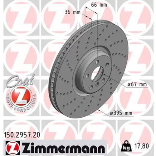 Brzdový kotúč ZIMMERMANN 150.2957.20