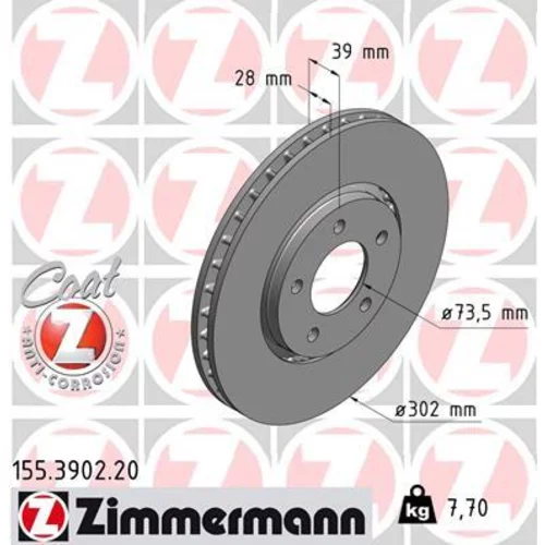 Brzdový kotúč ZIMMERMANN 155.3902.20