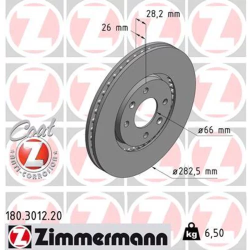 Brzdový kotúč ZIMMERMANN 180.3012.20