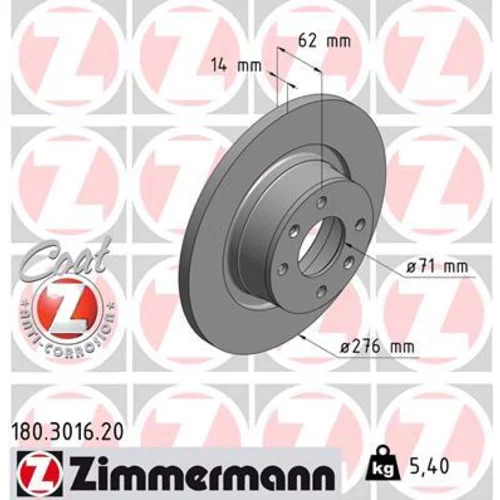 Brzdový kotúč ZIMMERMANN 180.3016.20