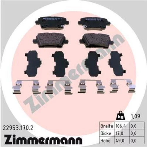 Sada brzdových platničiek kotúčovej brzdy ZIMMERMANN 22953.170.2