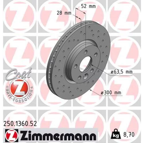 Brzdový kotúč ZIMMERMANN 250.1360.52