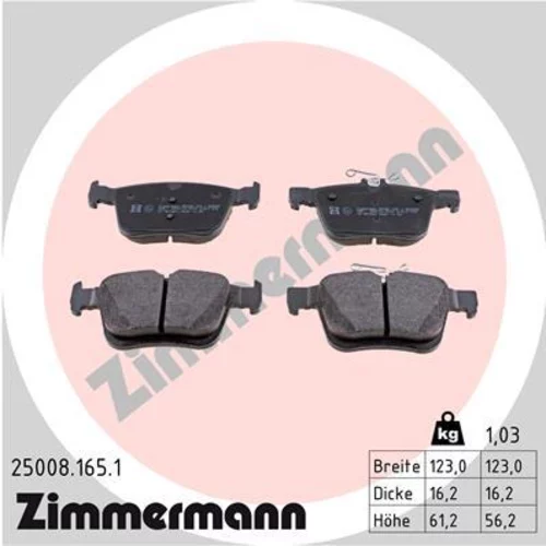 Sada brzdových platničiek kotúčovej brzdy ZIMMERMANN 25008.165.1