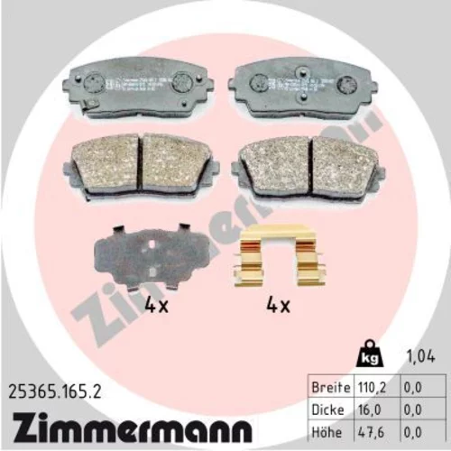 Sada brzdových platničiek kotúčovej brzdy ZIMMERMANN 25365.165.2