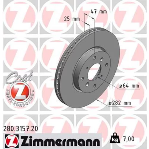 Brzdový kotúč ZIMMERMANN 280.3157.20