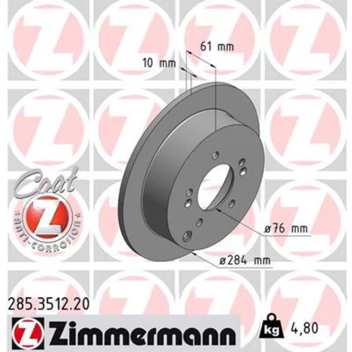 Brzdový kotúč ZIMMERMANN 285.3512.20