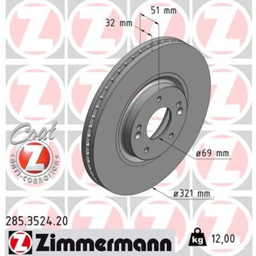 Brzdový kotúč ZIMMERMANN 285.3524.20