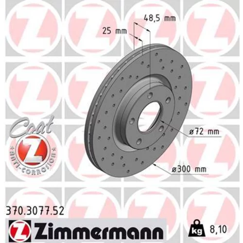 Brzdový kotúč ZIMMERMANN 370.3077.52