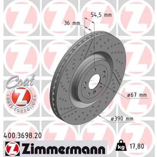 Brzdový kotúč ZIMMERMANN 400.3698.20