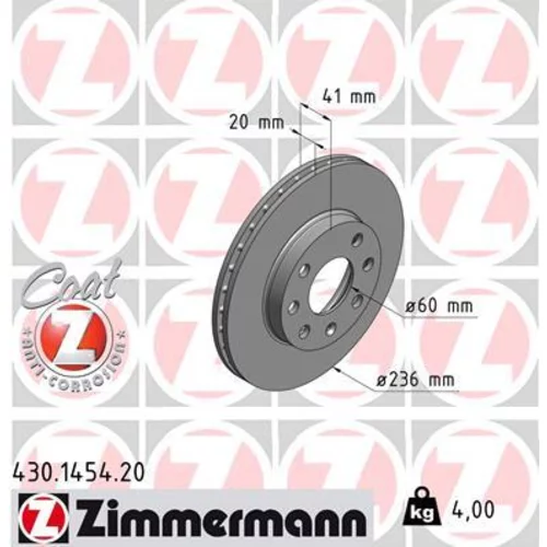 Brzdový kotúč ZIMMERMANN 430.1454.20