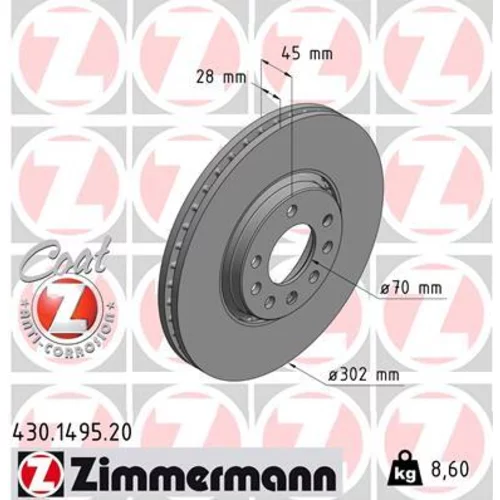 Brzdový kotúč ZIMMERMANN 430.1495.20