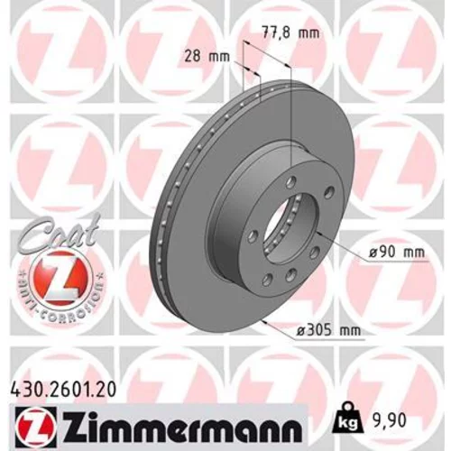 Brzdový kotúč ZIMMERMANN 430.2601.20