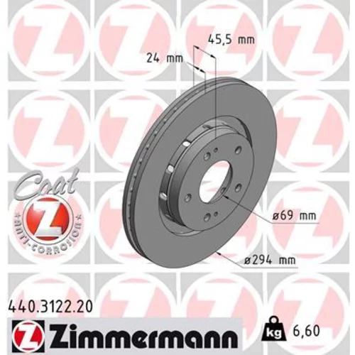 Brzdový kotúč ZIMMERMANN 440.3122.20