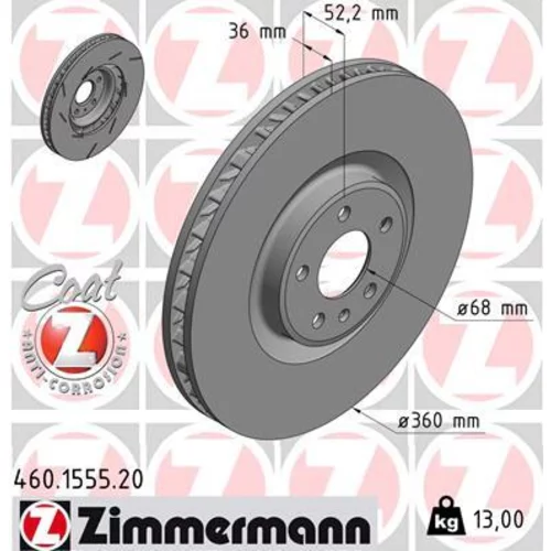 Brzdový kotúč ZIMMERMANN 460.1555.20