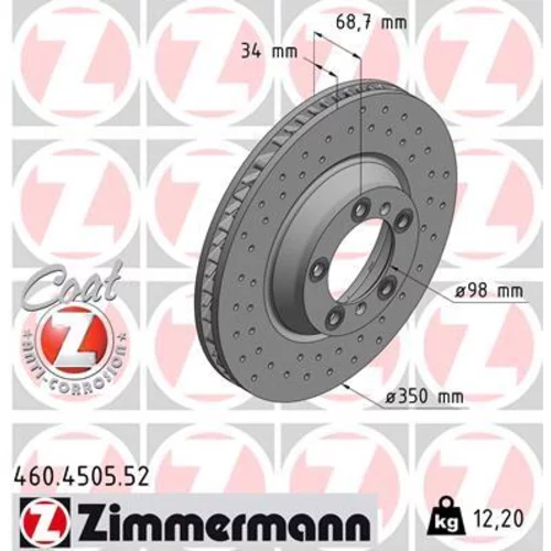 Brzdový kotúč ZIMMERMANN 460.4505.52