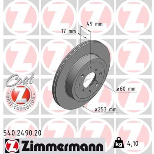 Brzdový kotúč ZIMMERMANN 540.2490.20