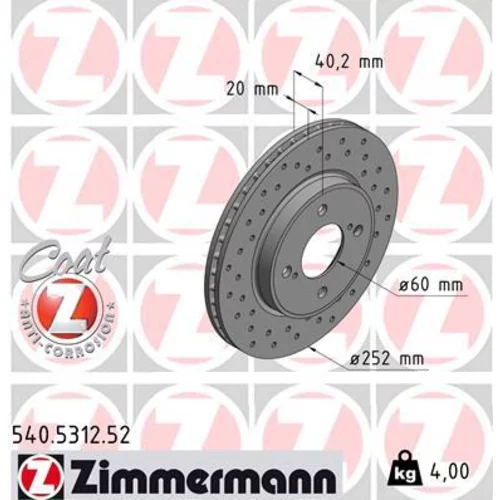 Brzdový kotúč ZIMMERMANN 540.5312.52