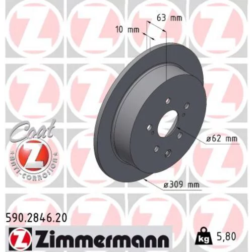 Brzdový kotúč ZIMMERMANN 590.2846.20