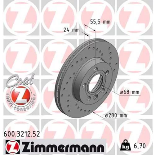 Brzdový kotúč ZIMMERMANN 600.3212.52