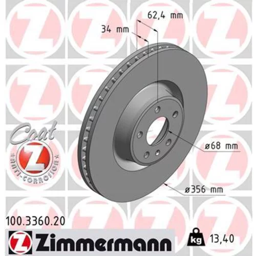 Brzdový kotúč ZIMMERMANN 100.3360.20