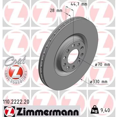 Brzdový kotúč ZIMMERMANN 110.2222.20