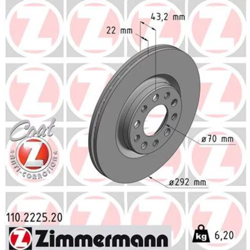 Brzdový kotúč ZIMMERMANN 110.2225.20