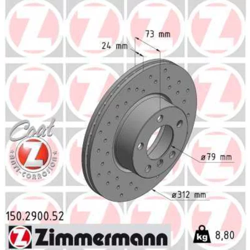 Brzdový kotúč ZIMMERMANN 150.2900.52