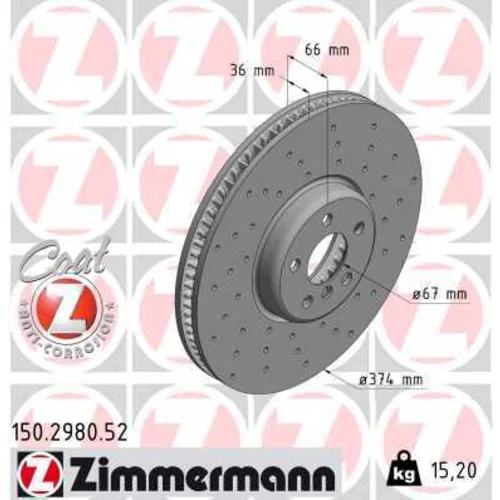 Brzdový kotúč ZIMMERMANN 150.2980.52