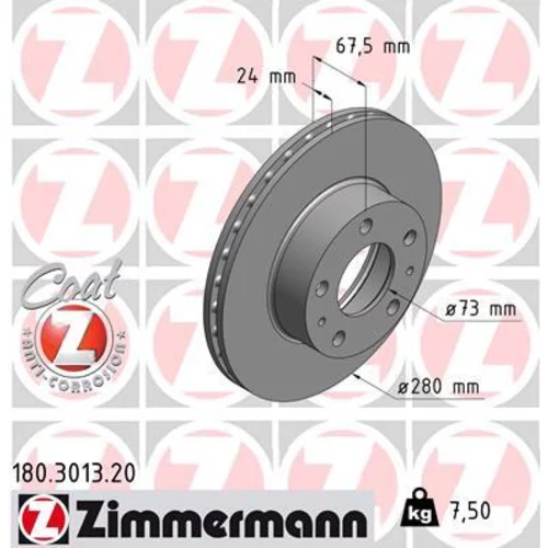 Brzdový kotúč ZIMMERMANN 180.3013.20