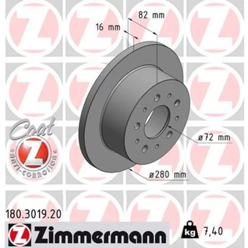 Brzdový kotúč ZIMMERMANN 180.3019.20