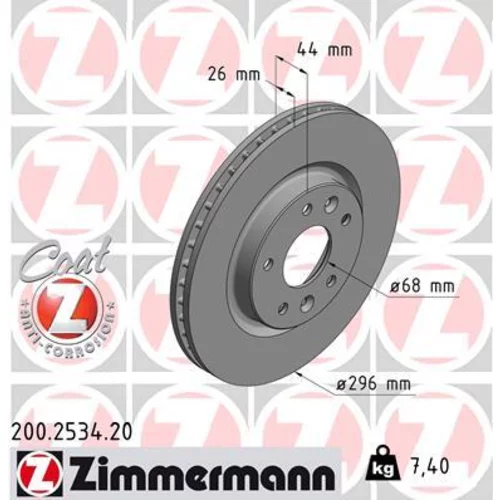 Brzdový kotúč ZIMMERMANN 200.2534.20