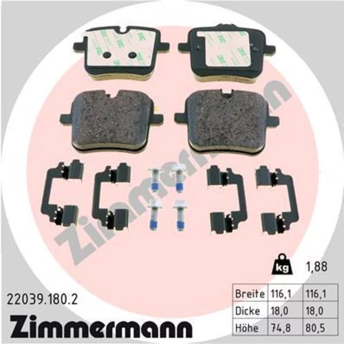 Sada brzdových platničiek kotúčovej brzdy ZIMMERMANN 22039.180.2